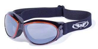 Riding Glasses - Eliminator CF AST Style Riding Glasses with Orange Cover Spray Over Black Frames > Part #GL-ELIM-CF-AST-ORANGE