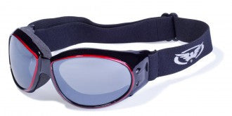 Riding Glasses - Eliminator CF AST Style Riding Glasses with Red Cover Spray Over Black Frames > Part #GL-ELIM-CF-AST-RED