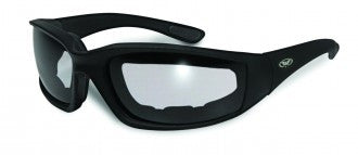Riding Glasses - Kickback Style Riding Glasses with Clear Lenses and Black Frames > Part #GL-KICK-CLR
